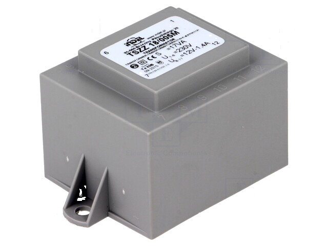 Transformator: ingegoten; 18VA; 230VAC; 12V; 1,5A; PCB; IP00; A: 52mm Transformator: ingegoten; 18VA; 230VAC; 12V; 1,5A; PCB; IP00; A: 52mm